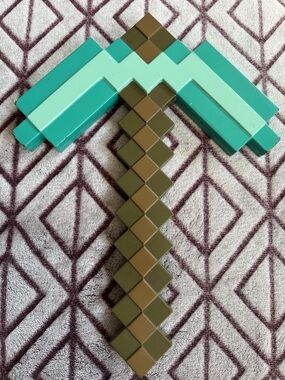 Minecraft Pixel Style Diamond Pickaxe Toy Costume- Teal and Brown